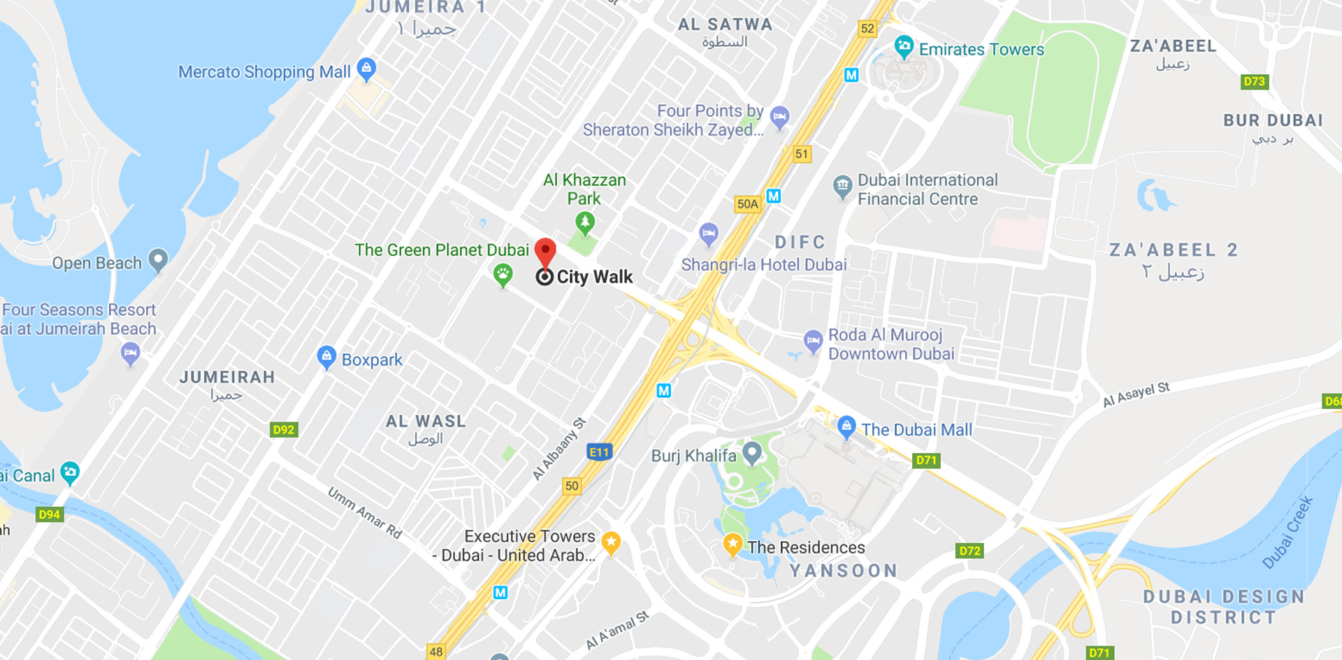 City walk Dubai на карте